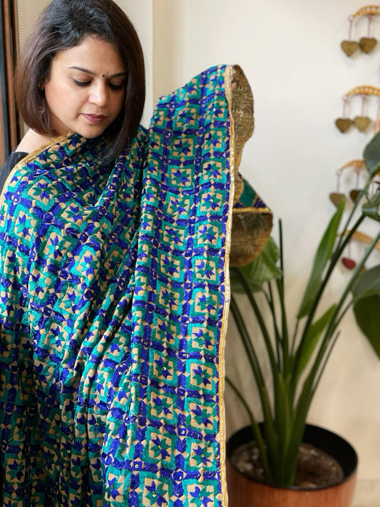 Handmade Phulkari Dupatta in Cotton