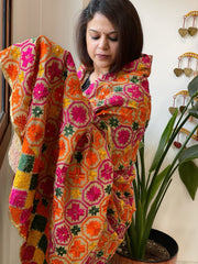 Handmade Phulkari Dupatta in Cotton