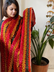 Handmade Phulkari Dupatta in Cotton