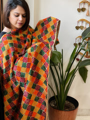 Handmade Phulkari Dupatta in Cotton