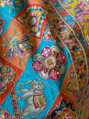 Multicolor Chinon Dupatta with Gold Thread & Aari Embroidery