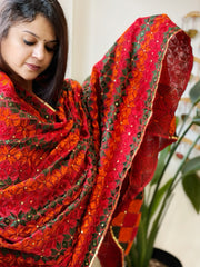 Handmade Phulkari Dupatta in Cotton