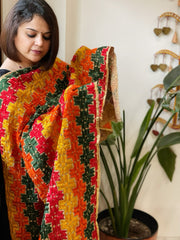 Handmade Phulkari Dupatta in Cotton