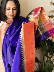 Blue Handwoven Paithani Dupatta in Pure Silk