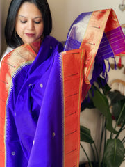 Blue Handwoven Paithani Dupatta in Pure Silk