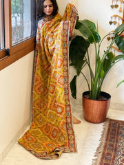 Multicolor Chinon Dupatta with Gold Thread & Aari Embroidery