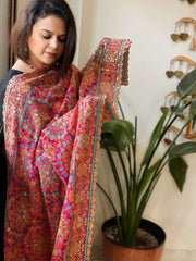 Pink Chinon Dupatta with Aari Embroidery