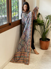 Navy Chinon Dupatta with Aari Embroidery