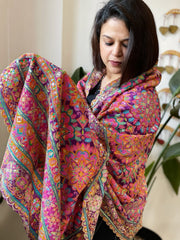Purple Chinon Dupatta with Aari Embroidery