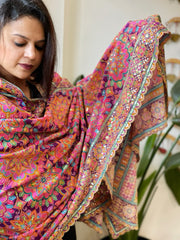 Purple Chinon Dupatta with Aari Embroidery