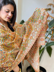 Off-White Chinon Dupatta with Aari Embroidery