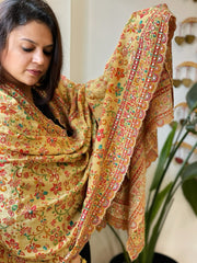 Beige Chinon Dupatta with Aari Embroidery