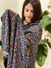 Black Printed Reversible Kalamkari Stoles in Premium Wool