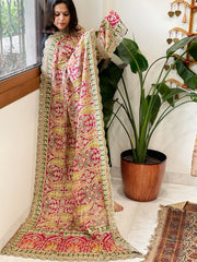 Pink Chinon Dupatta with Aari Embroidery