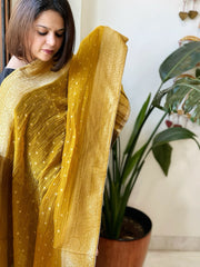 Haldi Yellow Woven Banarasi Dupatta in Tissue