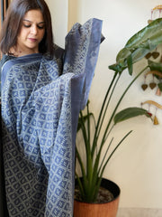 Blue Kota Cotton Handblock Printed Dupatta