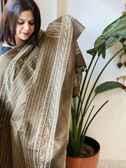 Greenish Gold Kota Cotton Handblock Printed Dupatta