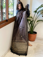 Brown Kota Cotton Handblock Printed Dupatta