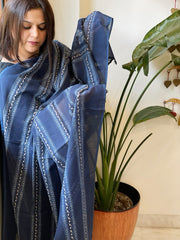 Indigo Blue Kota Cotton Handblock Printed Dupatta