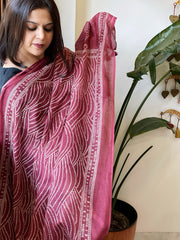 Maroon Kota Cotton Handblock Printed Dupatta