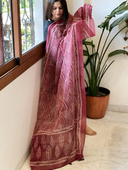 Maroon Kota Cotton Handblock Printed Dupatta