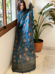 Blue Kota Cotton Handblock Printed Dupatta