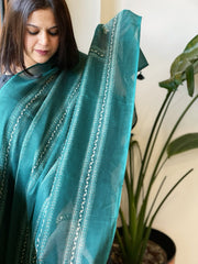 Teal Kota Cotton Handblock Printed Dupatta