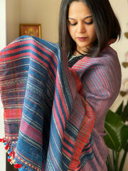 Handwoven Bhujodi Shawl in Pure Tussar and Wool