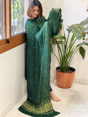 Bandhani Dupatta with Zari Pallu in Modal Silk