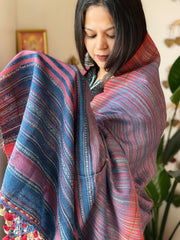 Handwoven Bhujodi Shawl in Pure Tussar and Wool