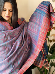 Handwoven Bhujodi Shawl in Pure Tussar and Wool