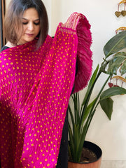 Bandhani Dupatta with Zari Pallu in Modal Silk