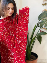 Bandhani Dupatta with Zari Pallu in Modal Silk