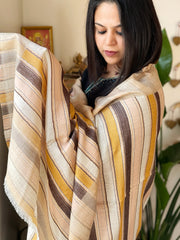 Lite Brown Woven Pashmina Stripes Design Stole