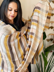 Lite Brown Woven Pashmina Stripes Design Stole