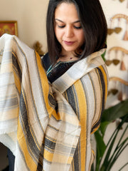 Lite Grey Woven Pashmina Stripes Design Stole
