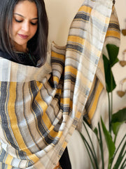 Lite Grey Woven Pashmina Stripes Design Stole