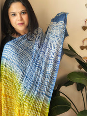 Multicolor Handmade Shibori Dupatta in Modal Silk