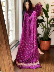 Purple Bandhani Dupatta with Zari Pallu in Modal Silk