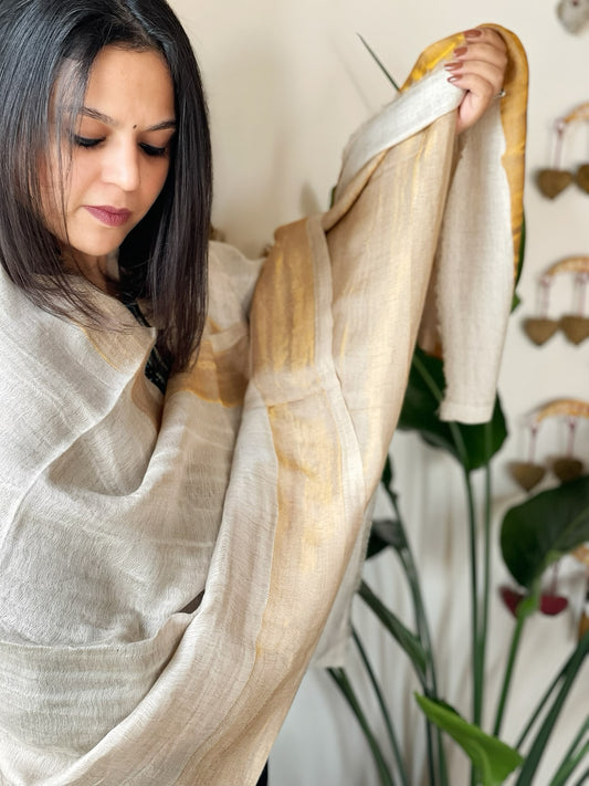 Brownish Grey Pashmina Stole with Zari