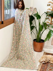 Grey Parsi Gara Embroidery Dupatta in Georgette