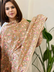 Fawn Parsi Gara Embroidery Dupatta in Georgette