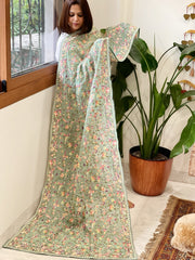 Aqua Parsi Gara Embroidery Dupatta in Georgette