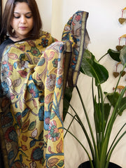 Handpainted Kalamkari Dupatta in Chanderi Silk