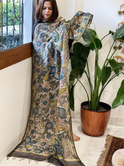 Handpainted Kalamkari Dupatta in Chanderi Silk
