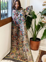 Handpainted Kalamkari Dupatta in Chanderi Silk