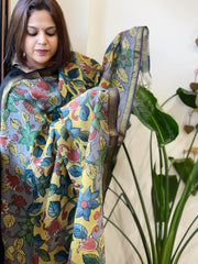 Handpainted Kalamkari Dupatta in Chanderi Silk
