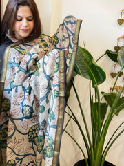 Handpainted Kalamkari Dupatta in Chanderi Silk