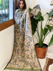 Handpainted Kalamkari Dupatta in Chanderi Silk