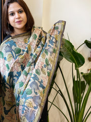 Handpainted Kalamkari Dupatta in Chanderi Silk